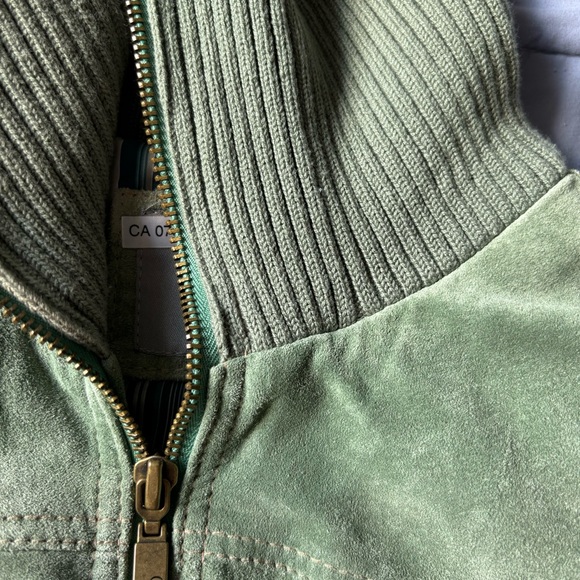 Bernardo Genuine Suede Leather Lined Jacket Zip Front w/ Pockets, Green, Medium - Picture 14 of 14